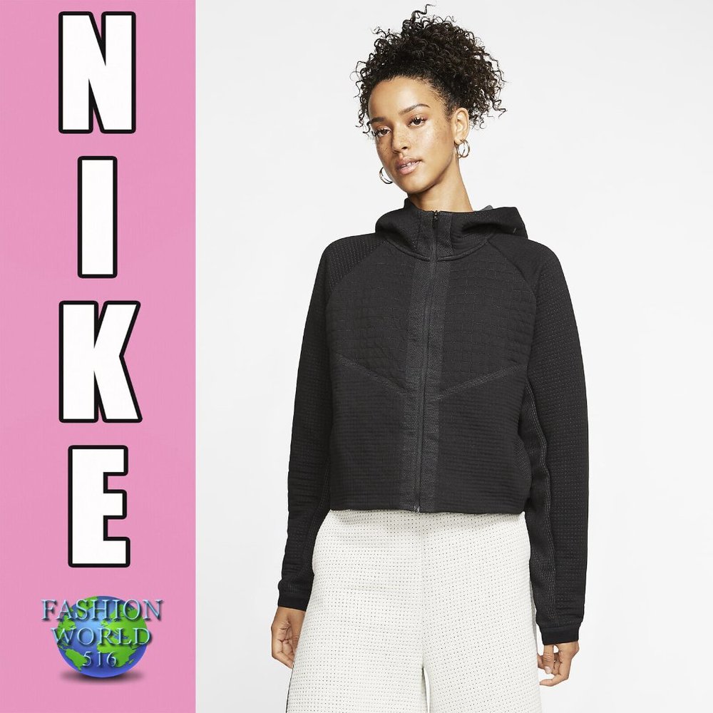 NWT Nike Women's Tech Pack Fleece Hoodie Full Zip Jacket Black CI9432 010